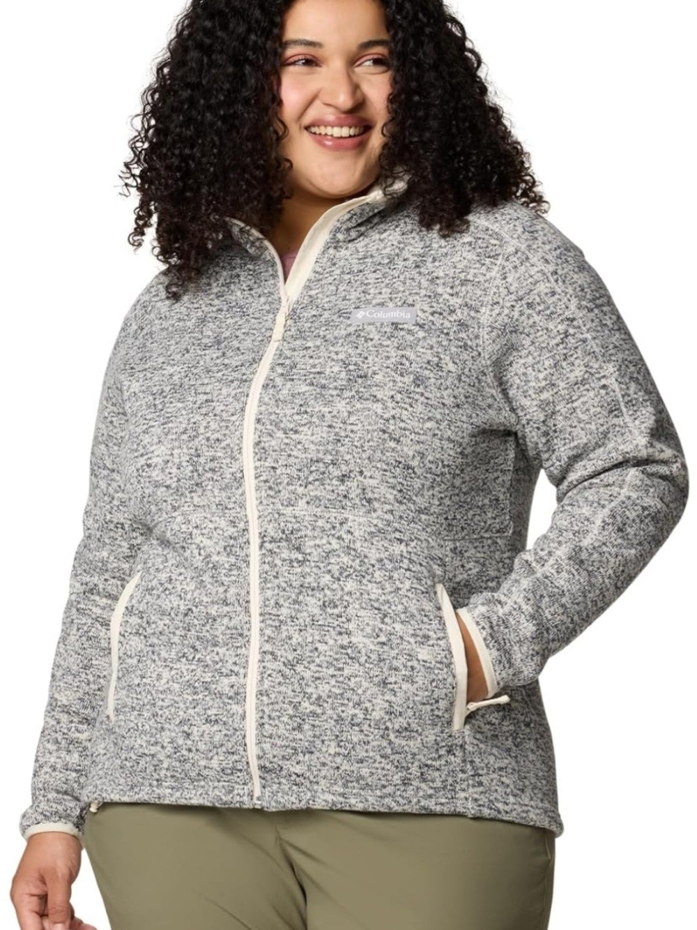 EUC Columbia Women's Plus-Size 2x Gray Full-Zip Fleece Sweater Jacket